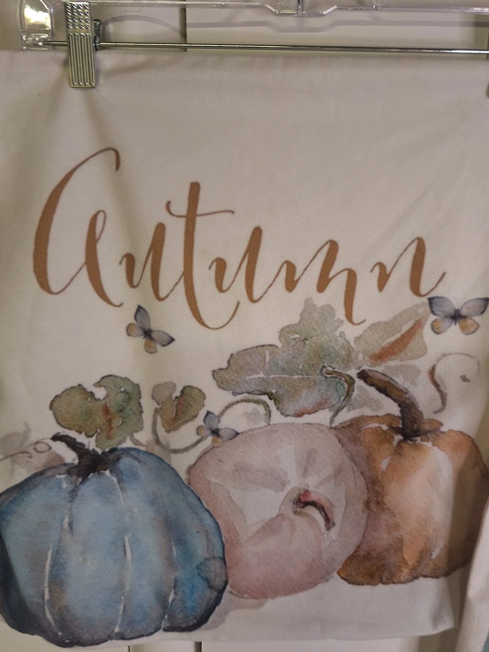 Autumn Blue & Cream Pumpkin Holiday Pillow Covers . Set Of Two.